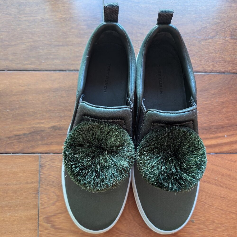 TORY BURCH Daphne Pom Pom Satin Luxe Platform Sneakers